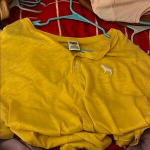 PINK Yellow Henley Shirt